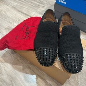 Christian Louboutin Black Spiked Slip-Ons